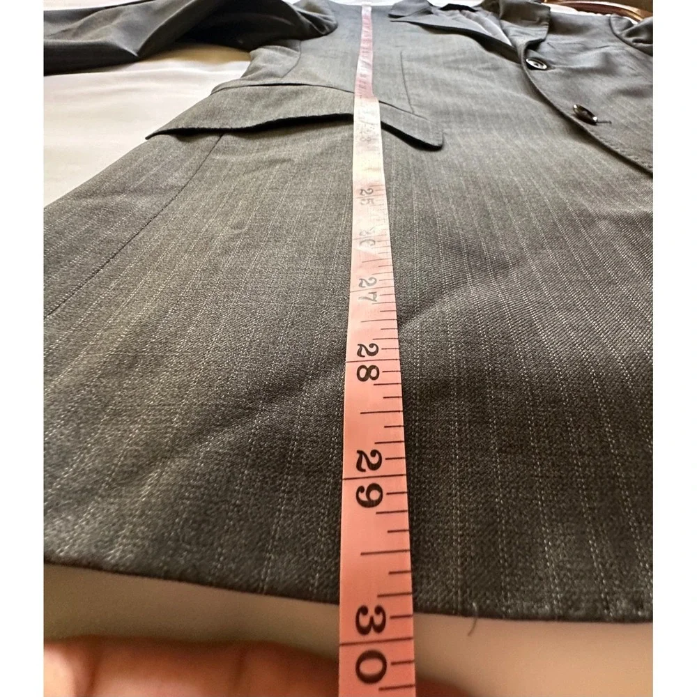 Pronto Uomo Couture Blazer Grey Pinstripe Lessona Super 100s Wool Italy 38 Short